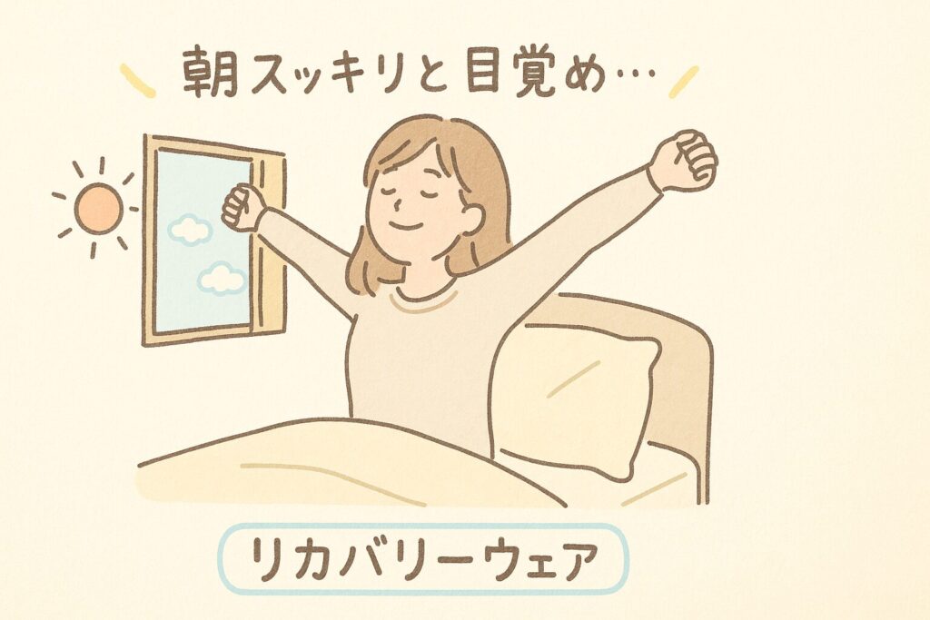 リカバリーウェア 上だけ 効果を実感し、気持ちの良い朝を迎える女性