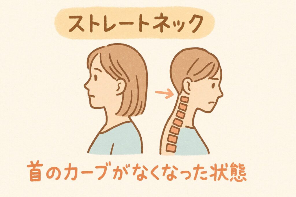 ストレートネックになっている人を説明したイラスト